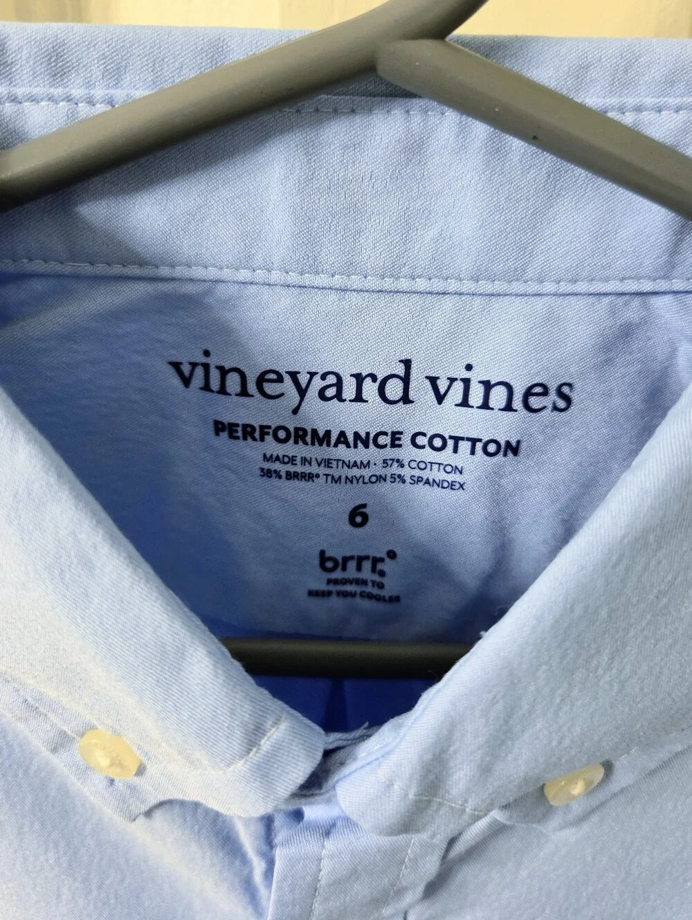 NWT Vineyard Vines Boys Light Blue (Ocean) Performance Button-Down Shirt Size 6
